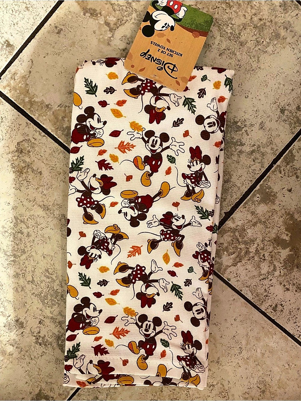 Brand NEW! Disney Mickey and Minnie Mouse Fall Kitchen Towels Set of 2